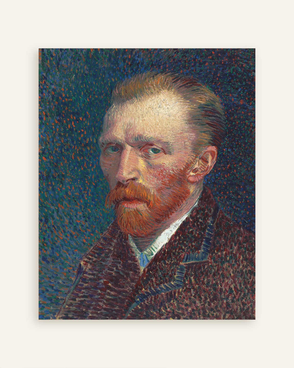 Poster av Självporträtt mot blå prickig bakgrund (1887) av Vincent van Gogh, miniatyr