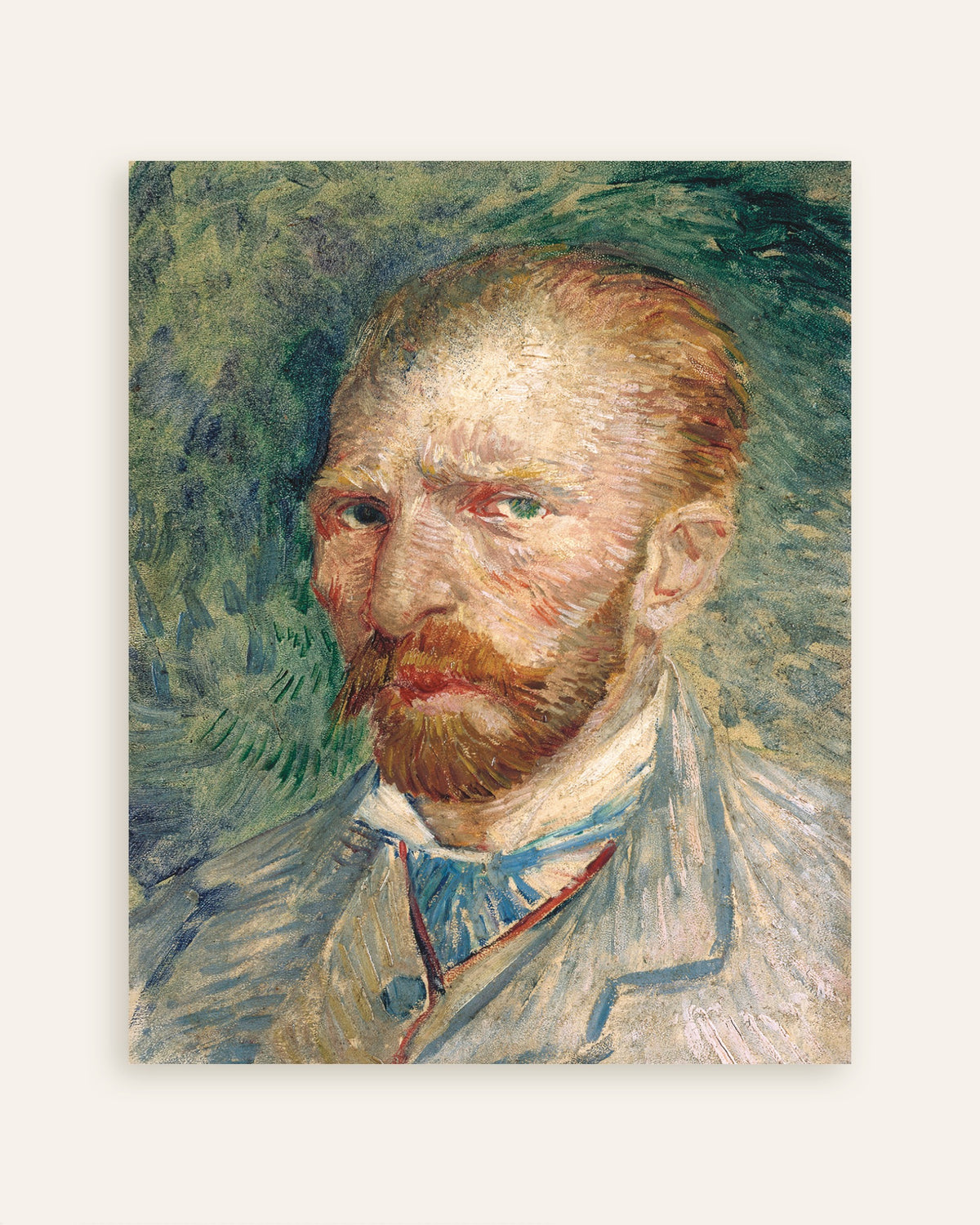 Poster med Självporträtt mot grön bakgrund (1886) av Vincent van Gogh, miniatyr