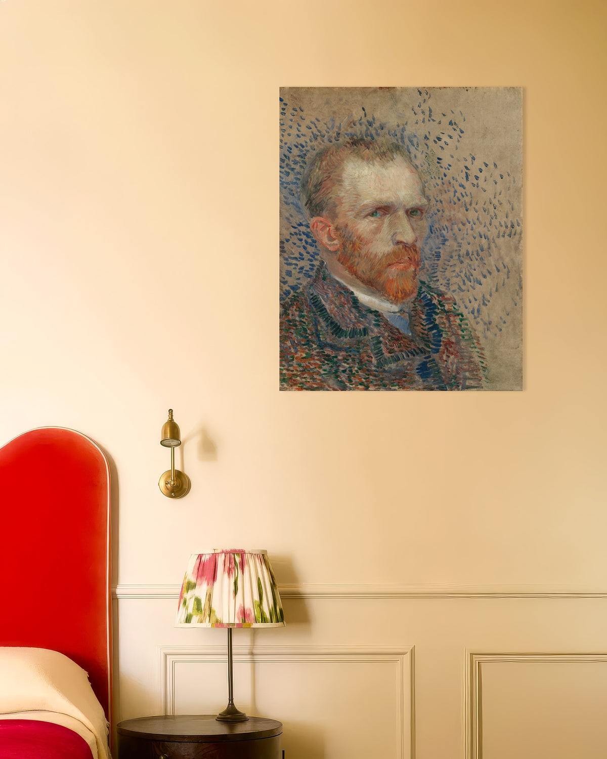 Poster av Självporträtt med blå streck (1887) av Vincent van Gogh