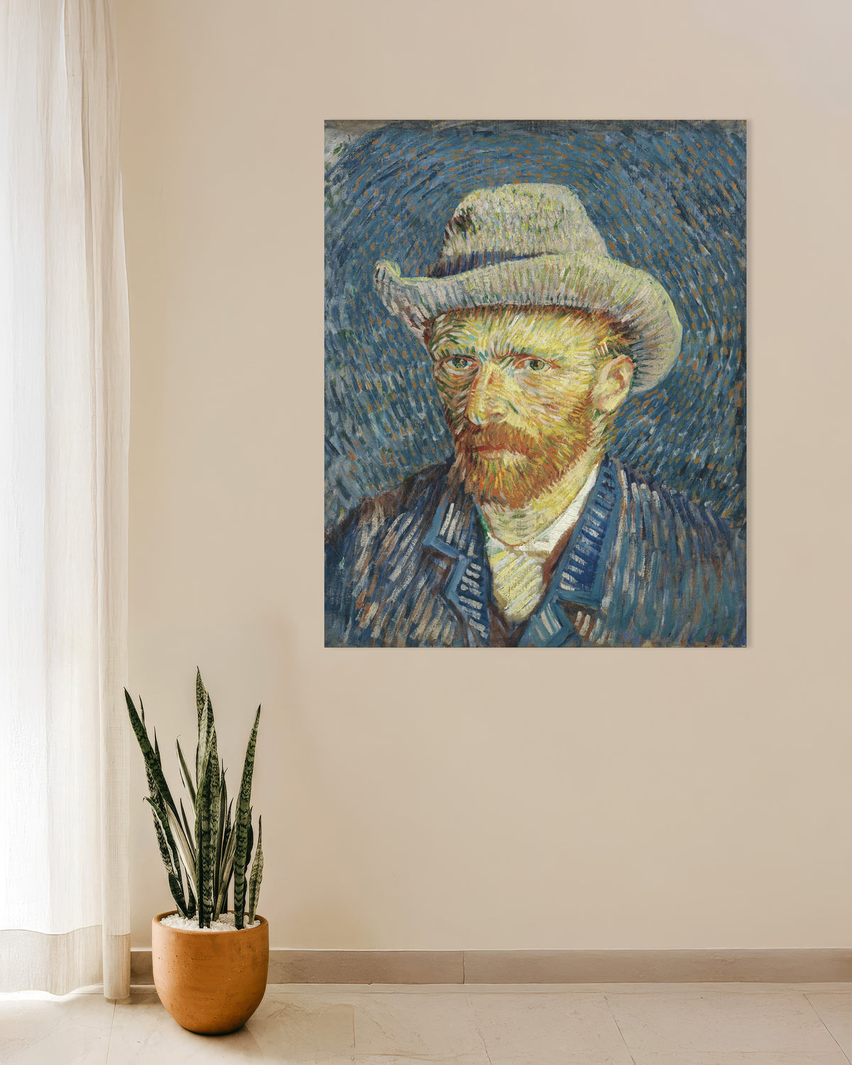 Poster av Självporträtt med grå filthatt (1887) av Vincent van Gogh