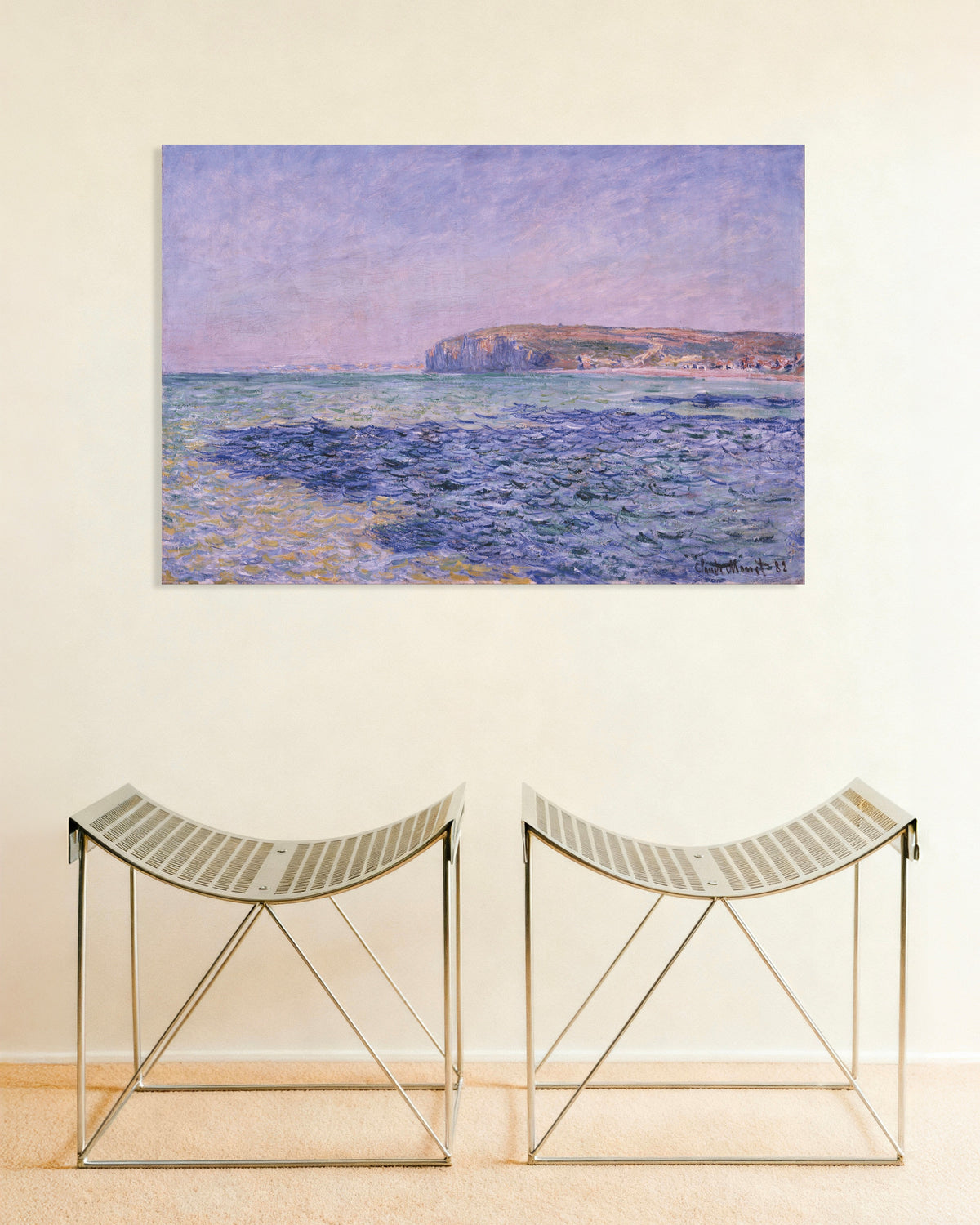 Poster Skuggor på havet, klipporna vid Pourville (1882) av Claude Monet