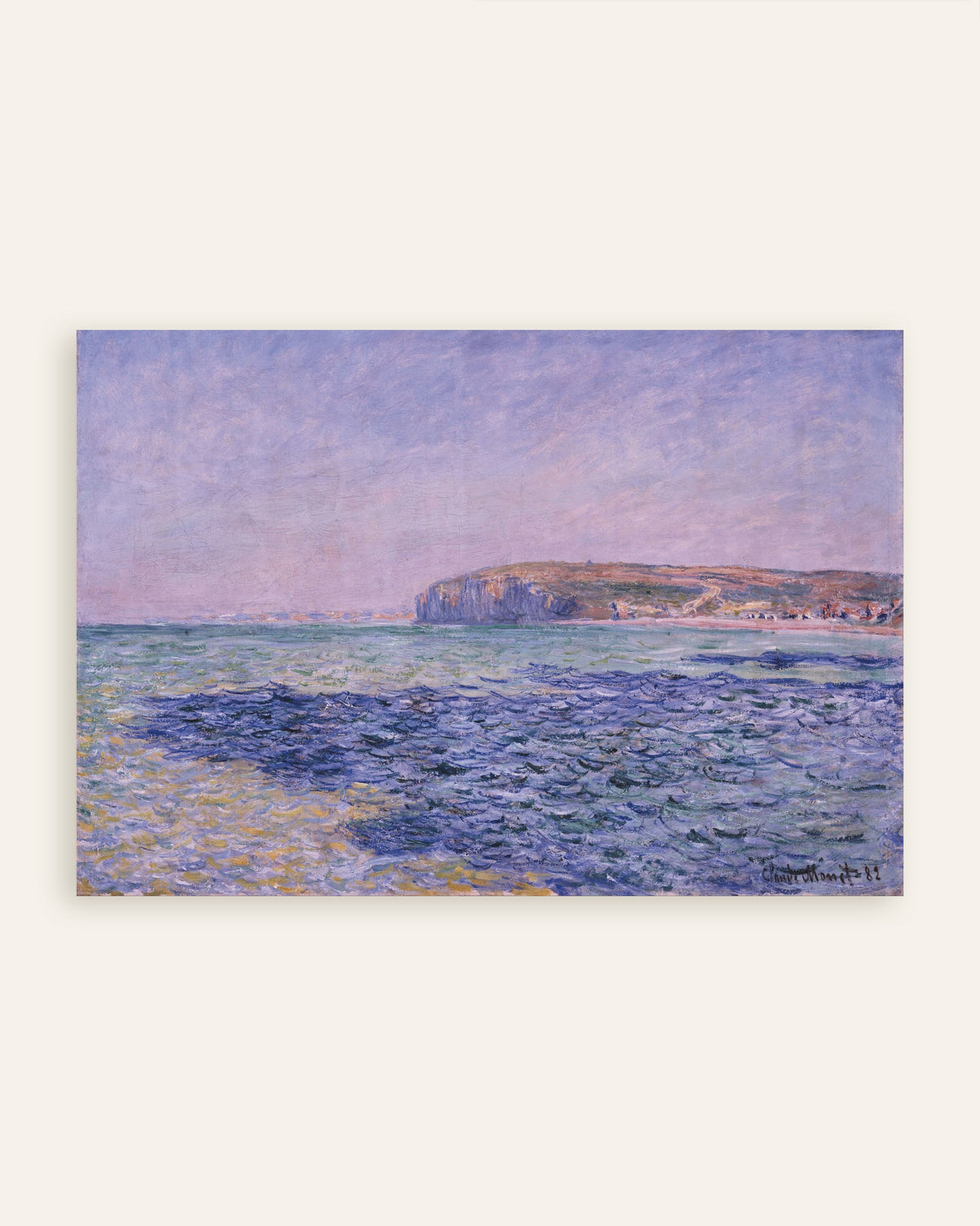 Poster Skuggor på havet, klipporna vid Pourville (1882) av Claude Monet, miniatyr