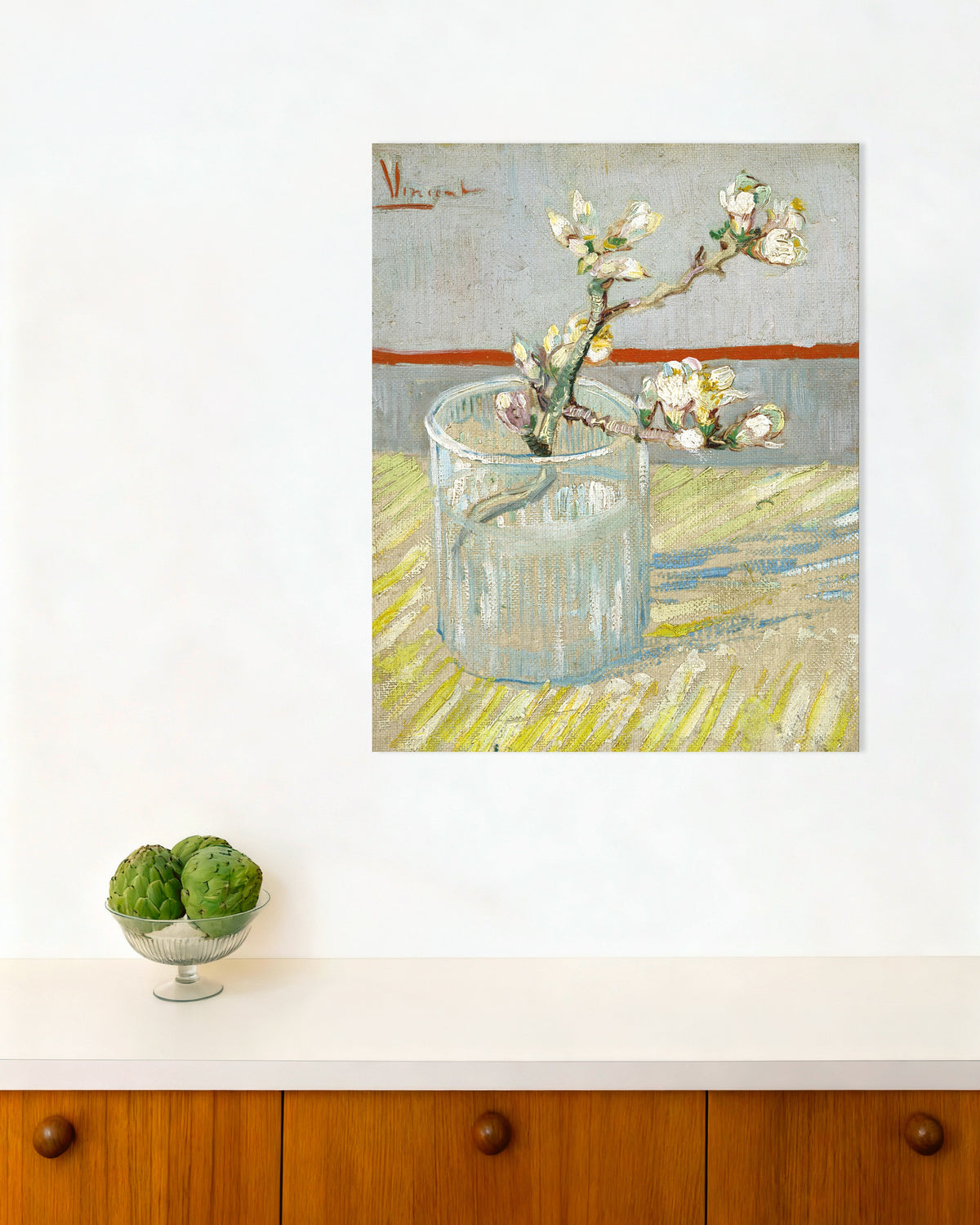 Poster med Blommande mandelkvist i ett glas (1888) av Vincent van Gogh