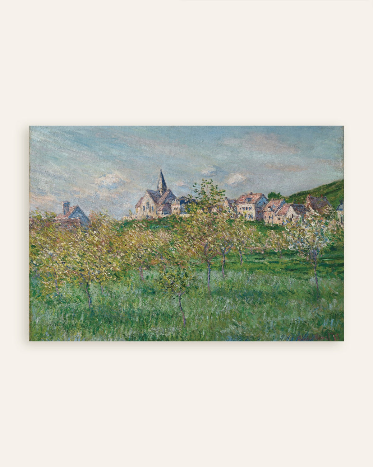 Poster Vår i Giverny, eftermiddag (1885) av Claude Monet, miniatyr