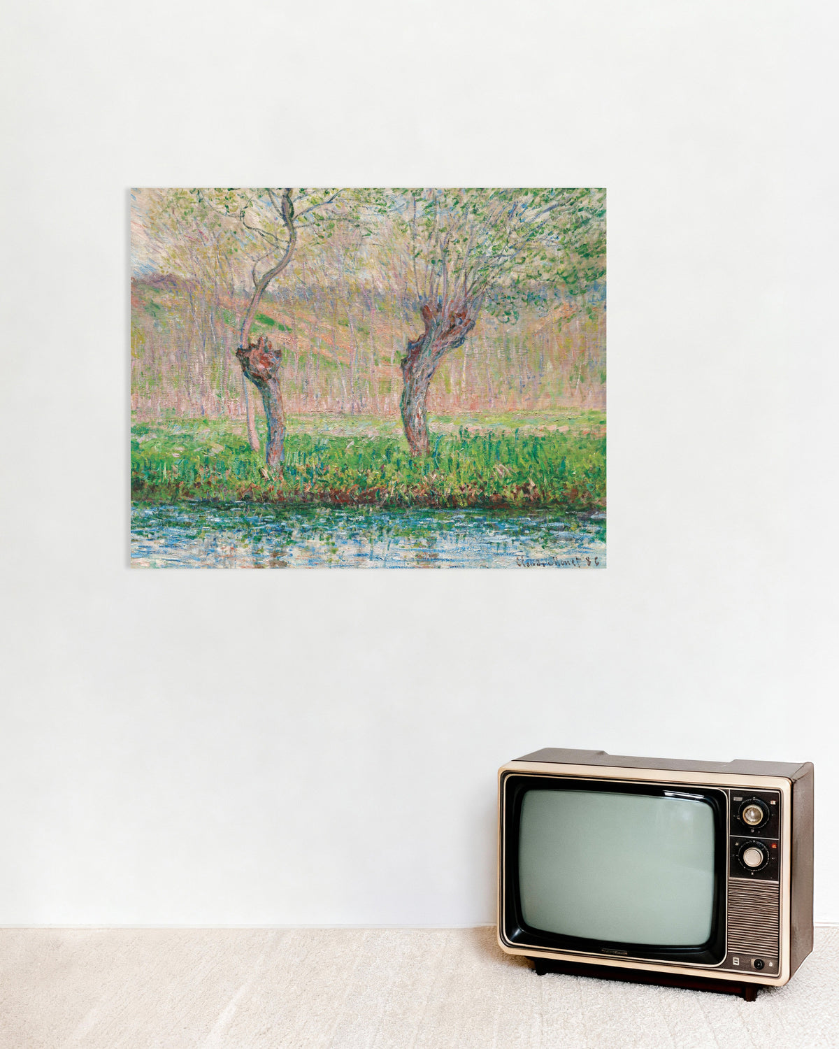 Poster Vår, pilträd (1885) av Claude Monet