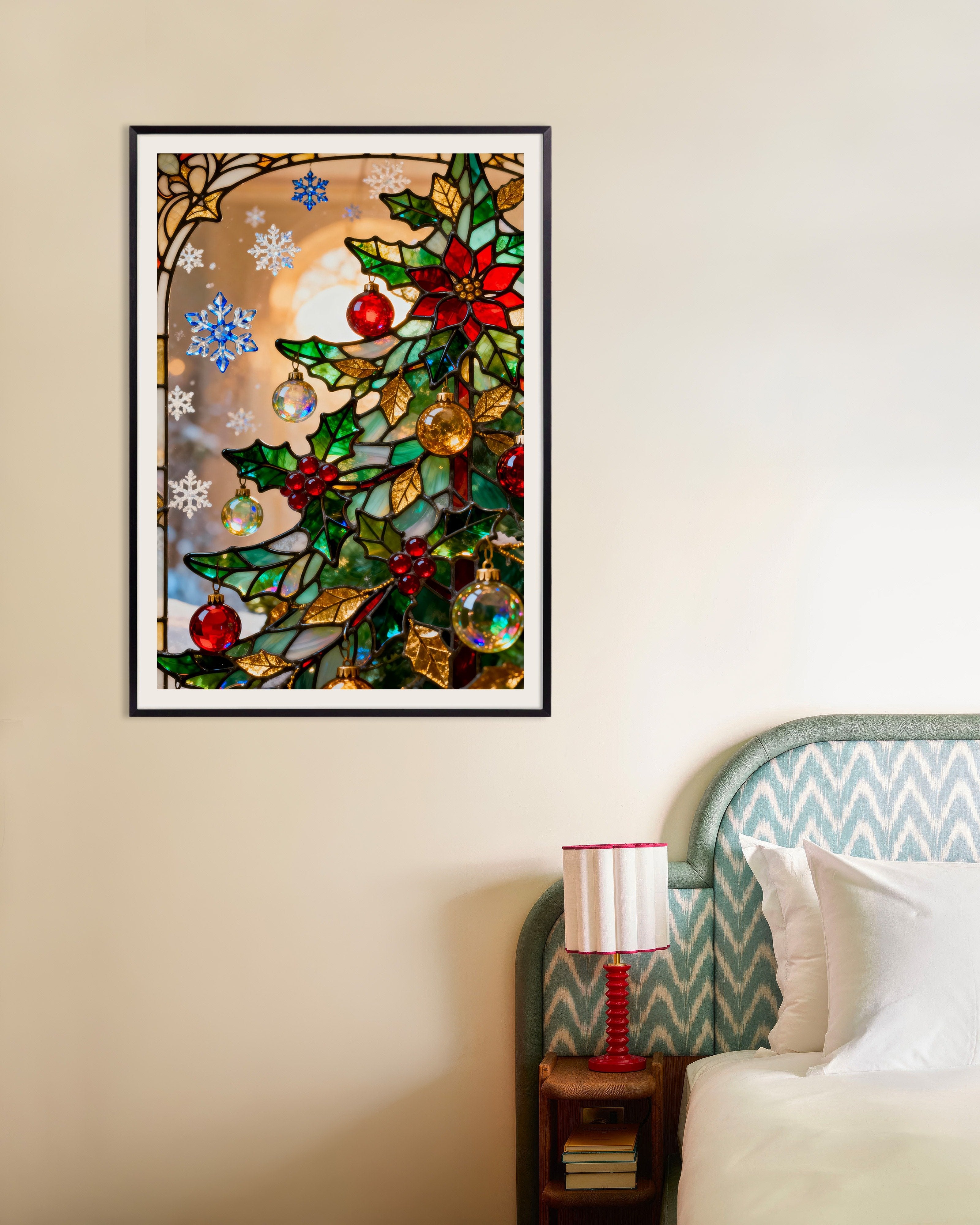 Poster of Stained glass Christmas tree poster, with metal frame