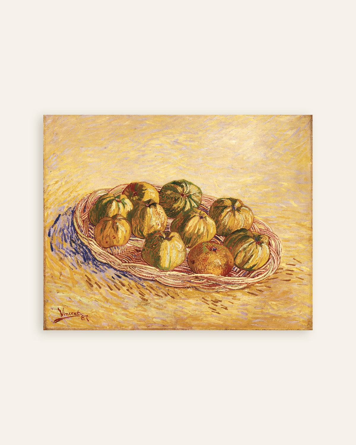 Poster med Stilleben med korg med äpplen (1887) av Vincent van Gogh, miniatyr