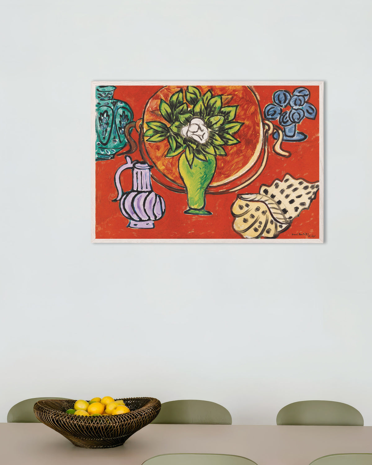 Poster av Stilleben med magnolia (1941) av Henri Matisse, med vit träram