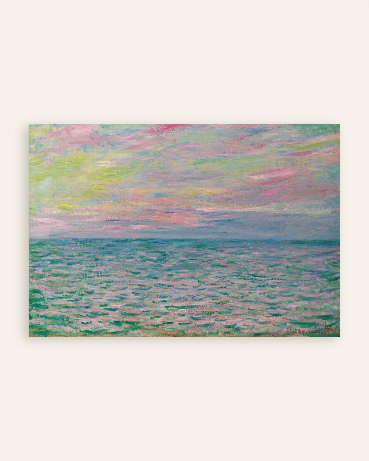 Poster Solnedgång vid Pourville, öppet hav (1882) av Claude Monet, miniatyr