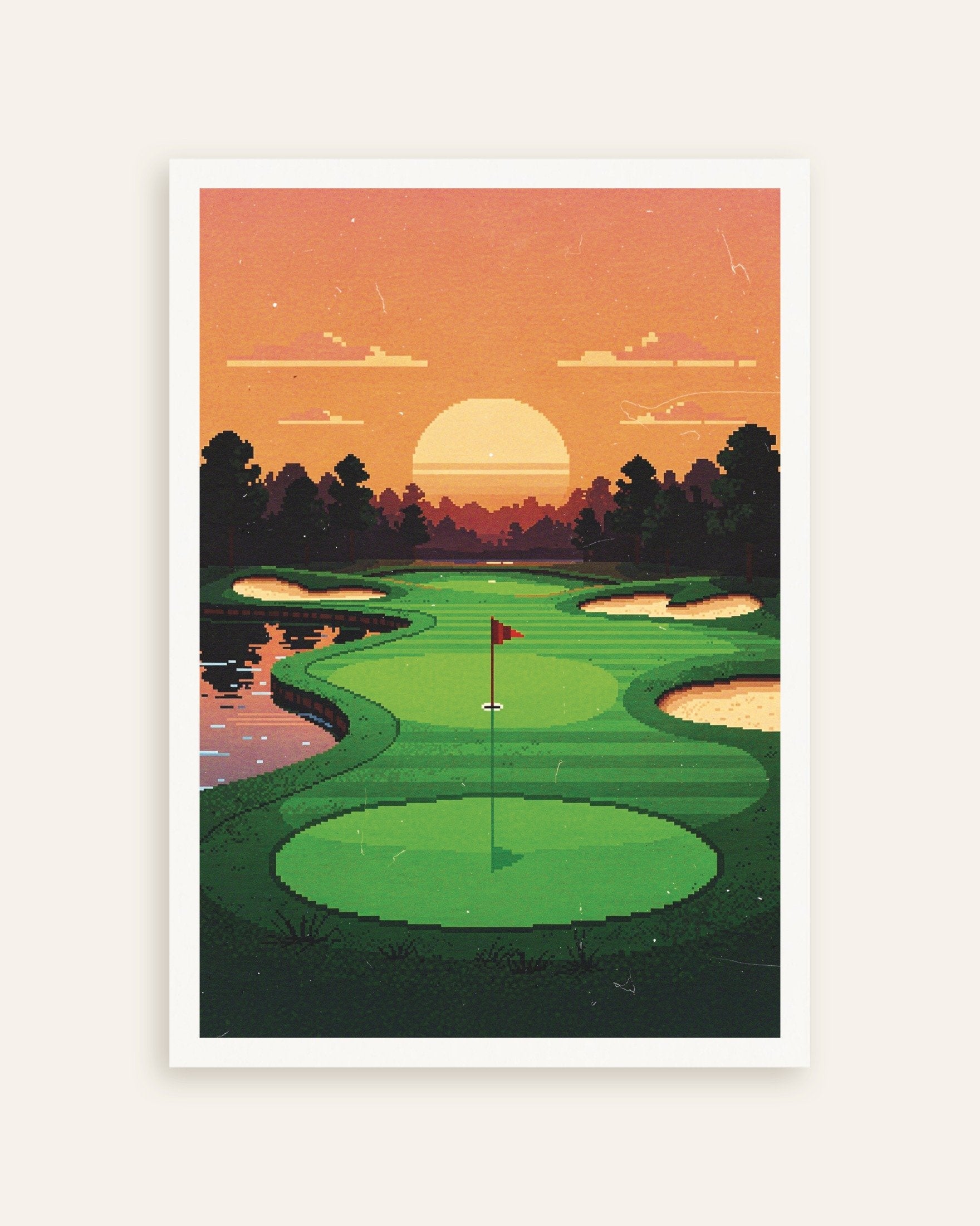 Poster of Sunset Fairway - Pixel Art Golf Poster, thumbnail