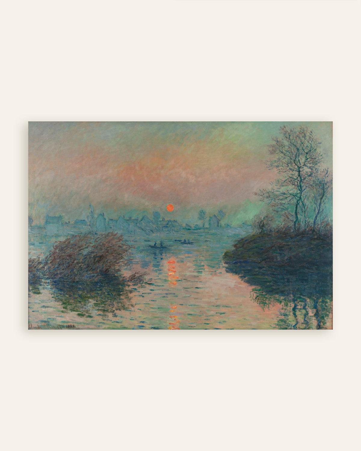 Poster Solnedgång över Seine vid Lavacourt, vinter (1880) av Claude Monet, miniatyr