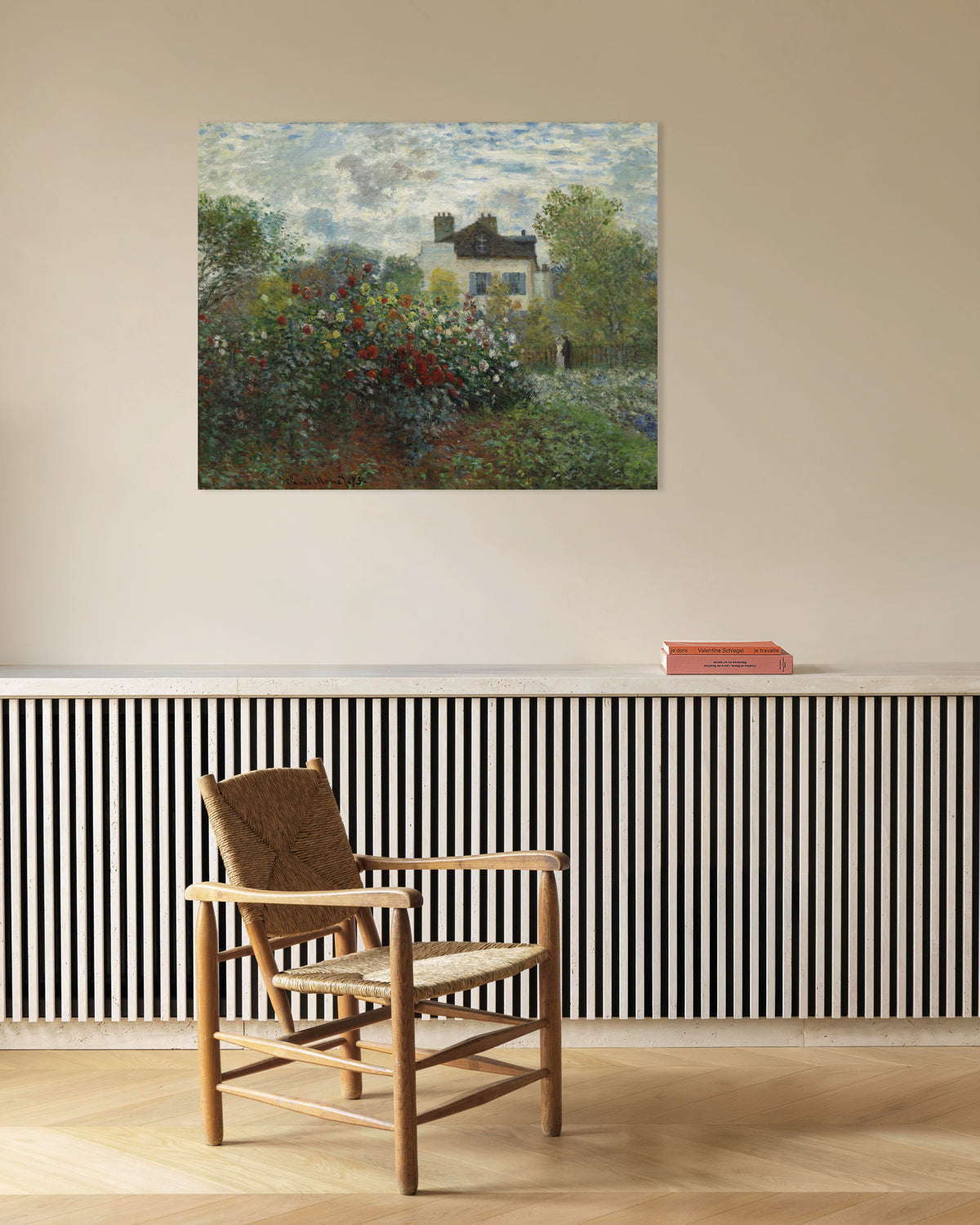 Poster Konstnärens trädgård i Argenteuil, ett hörn med dahlior (1873) av Claude Monet