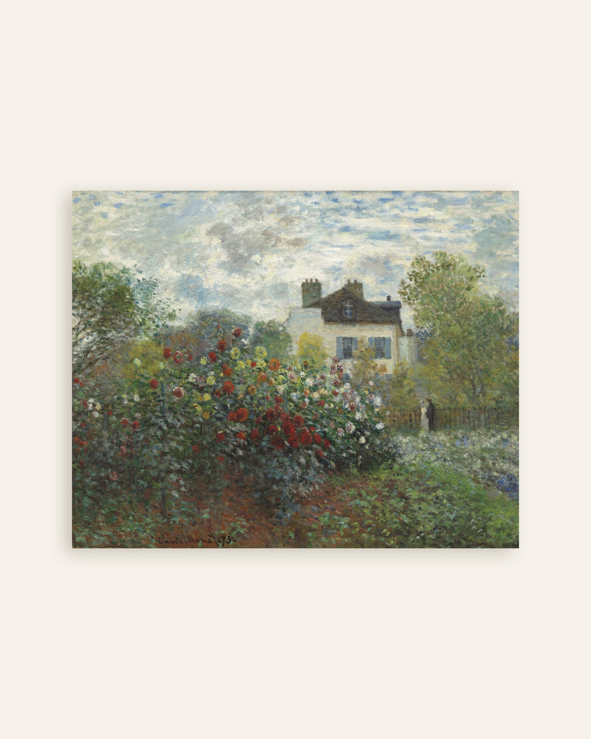 Poster Konstnärens trädgård i Argenteuil, ett hörn med dahlior (1873) av Claude Monet, miniatyr