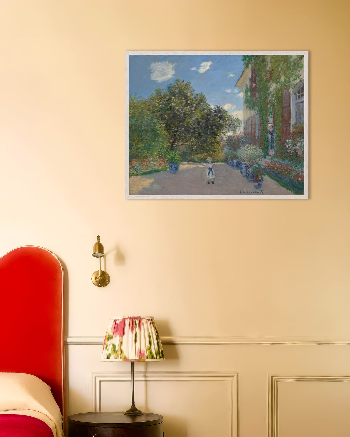 Poster Konstnärens hus i Argenteuil (1873) av Claude Monet med vit träram