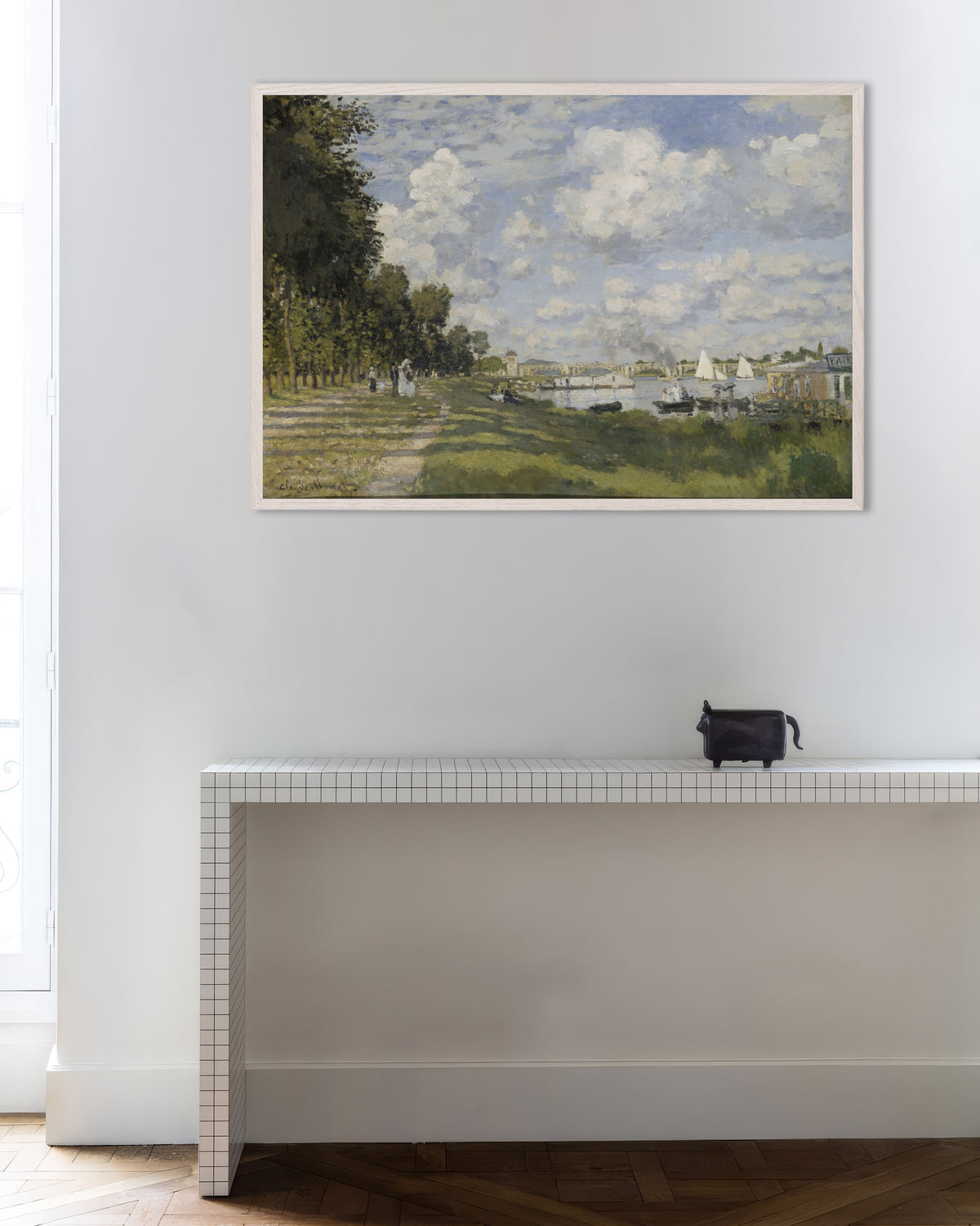 Poster Bassängen vid Argenteuil (ca 1872) av Claude Monet med vit träram