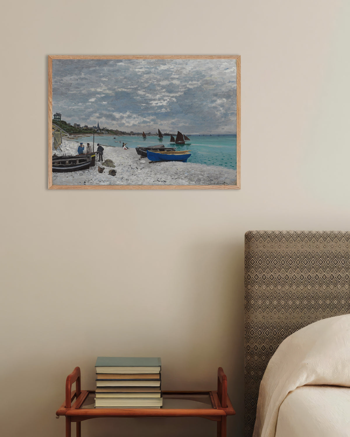 Poster Stranden vid Sainte-Adresse (1867) av Claude Monet med ram i naturträ