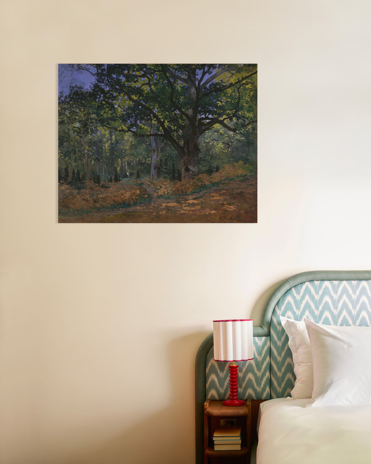 Poster Bodmers ek, Fontainebleauskogen (1865) av Claude Monet