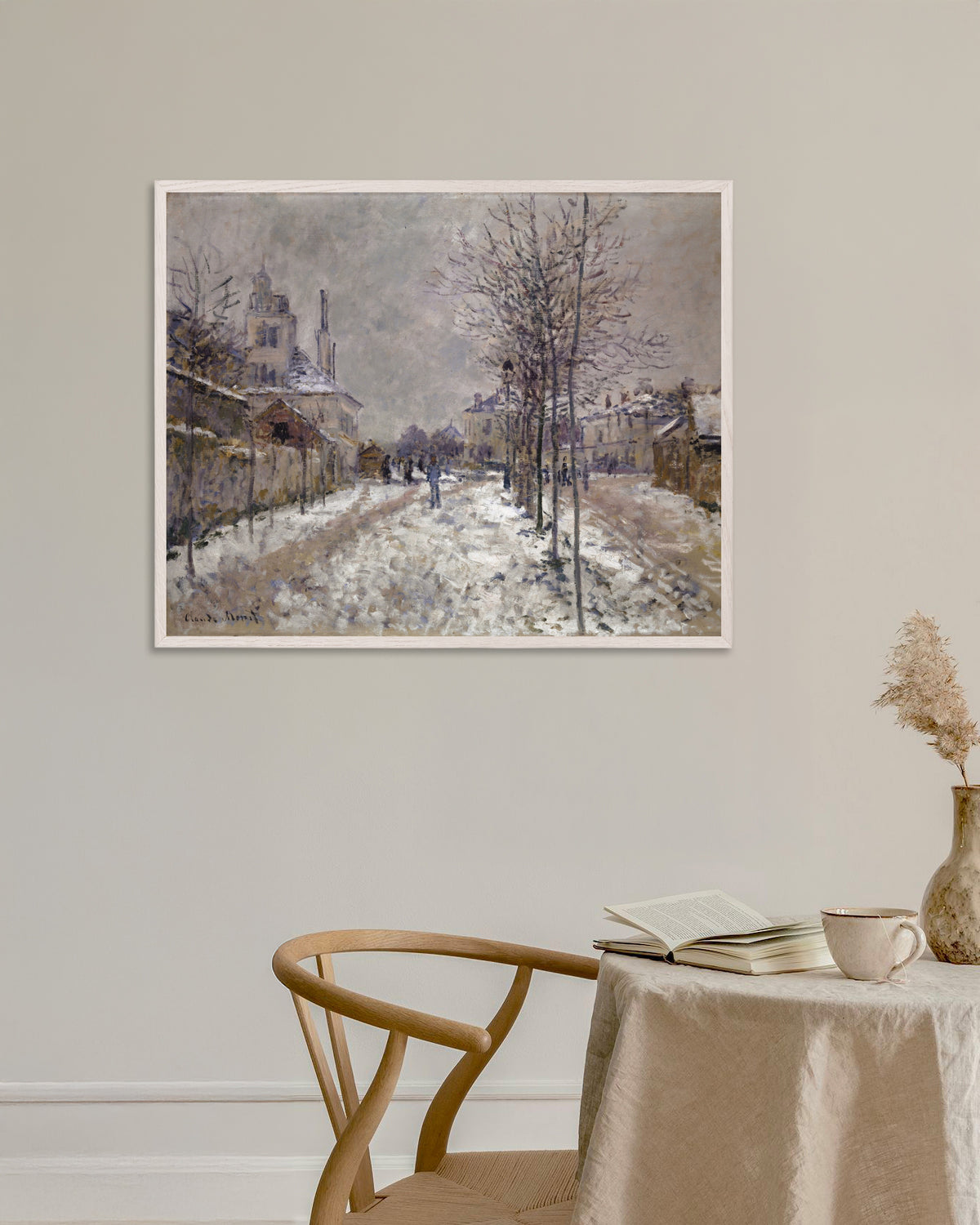 Poster Boulevard de Pontoise i Argenteuil, snö (1875) av Claude Monet med vit träram