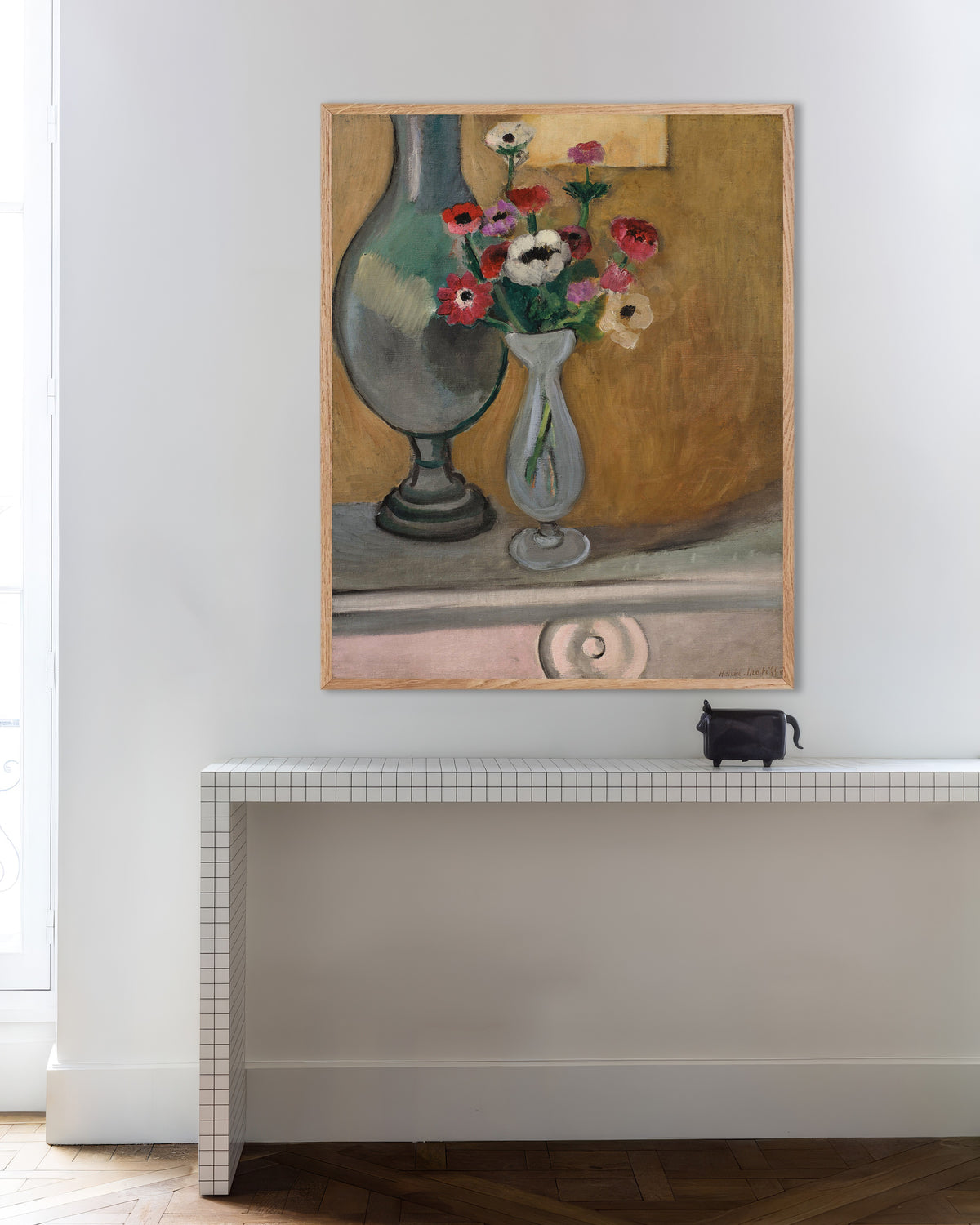 Poster av Anemonbuketten (1918) av Henri Matisse, med ram av naturträ