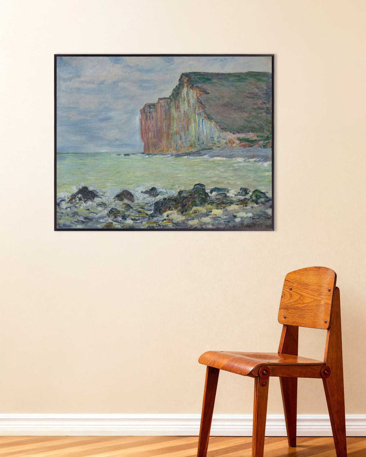 Poster Klippan vid Les Petites-Dalles (1881) av Claude Monet med metallram
