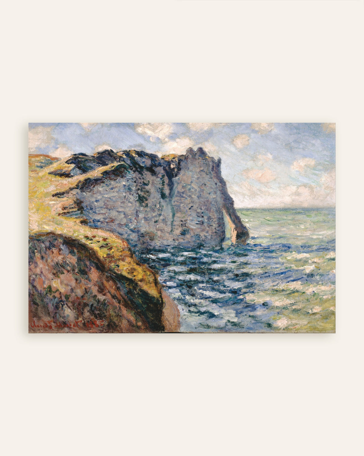 Poster Falaise d'Aval, Étretat (1885) av Claude Monet, miniatyr