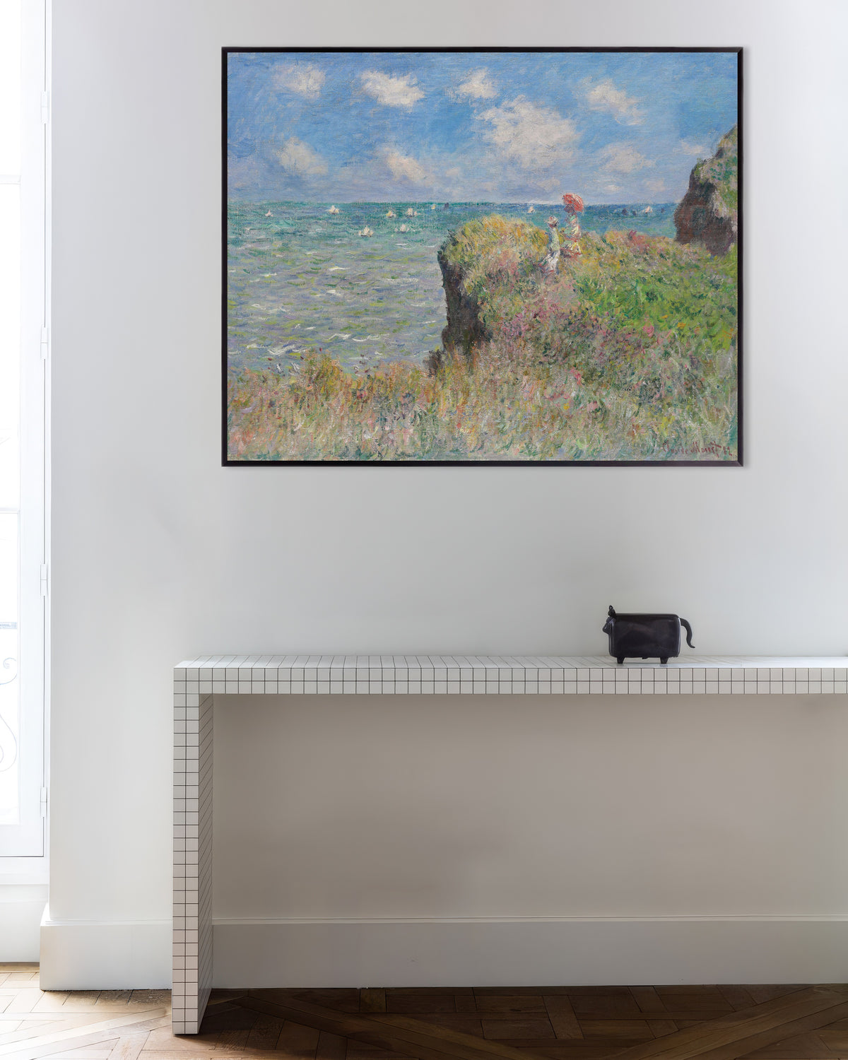 Poster Promenad på klippan vid Pourville (1882) av Claude Monet med metallram