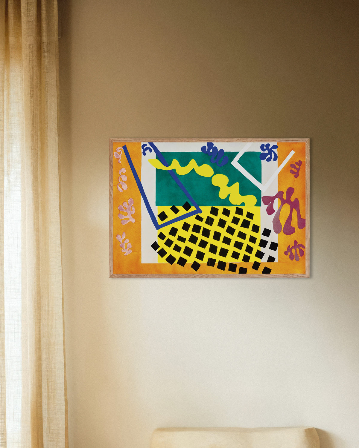 Poster av Codomas (Jazz, 1947) av Henri Matisse, med ram i naturträ