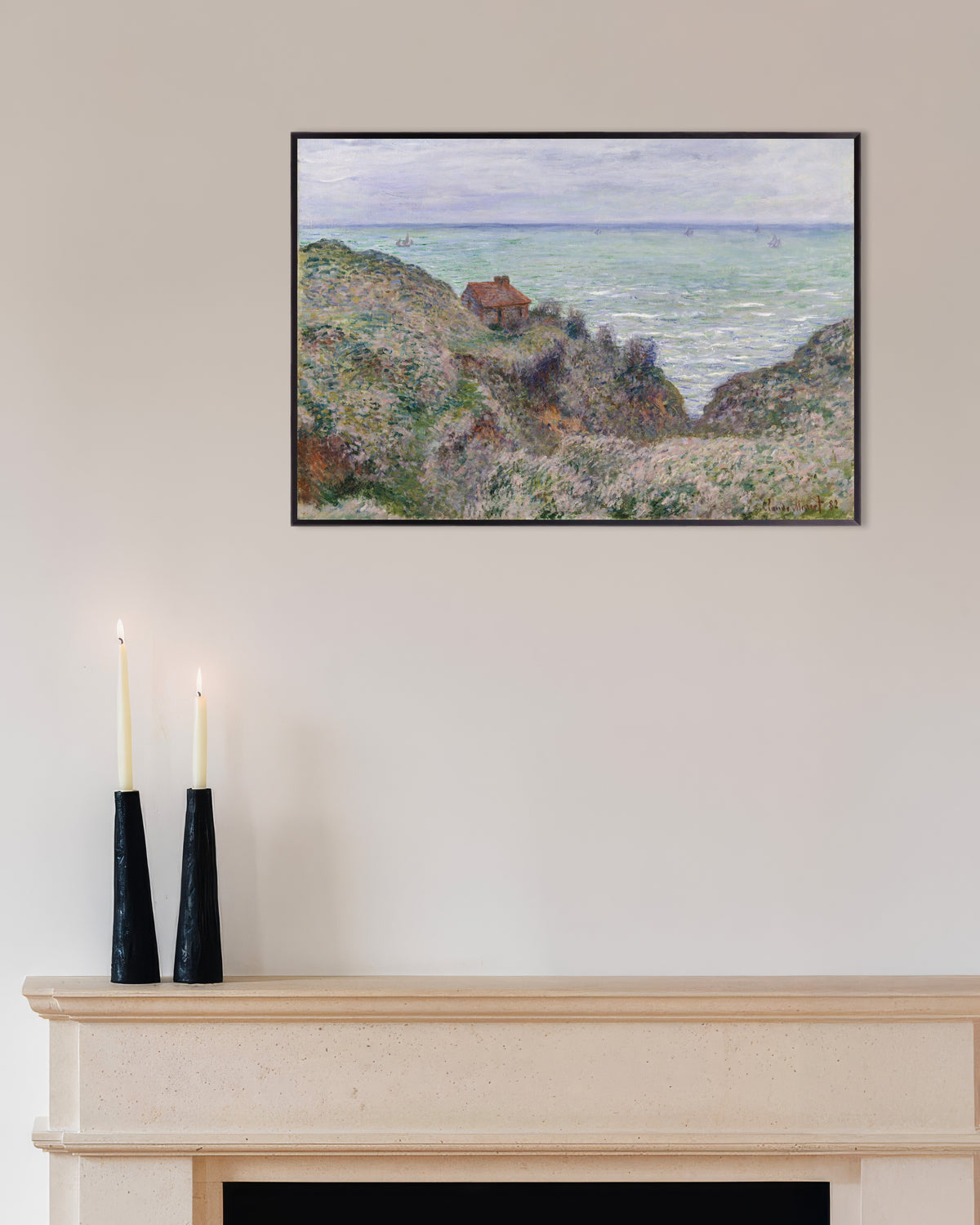 Poster Tullvaktarens stuga (1882) av Claude Monet med metallram