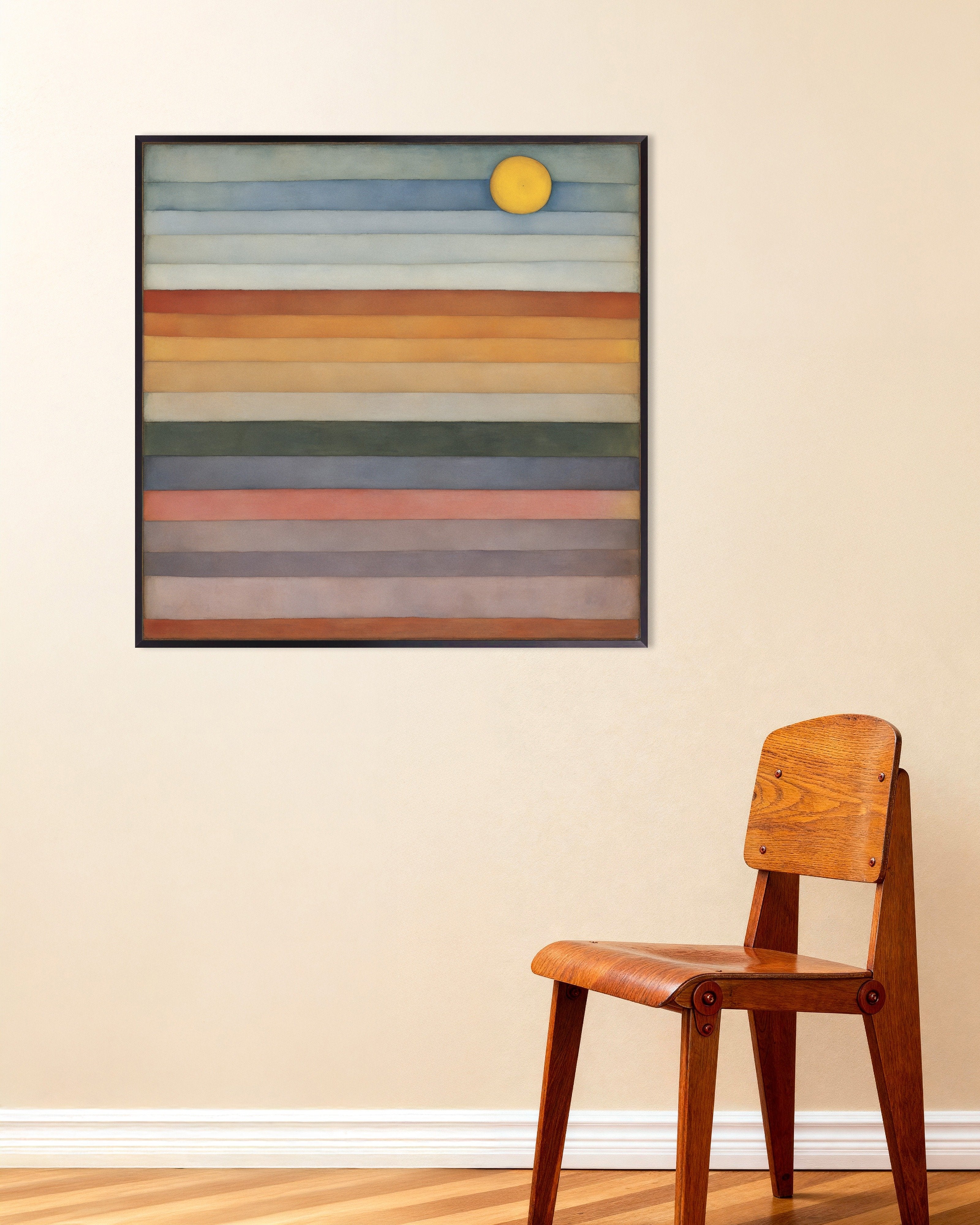 Poster of The dancing sun on the horizon Poster, with metal frame