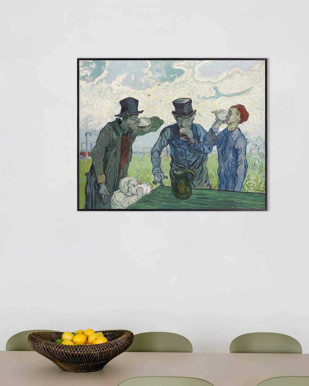 Poster med Drinkarna, efter Daumier (1890) av Vincent van Gogh, med metallram