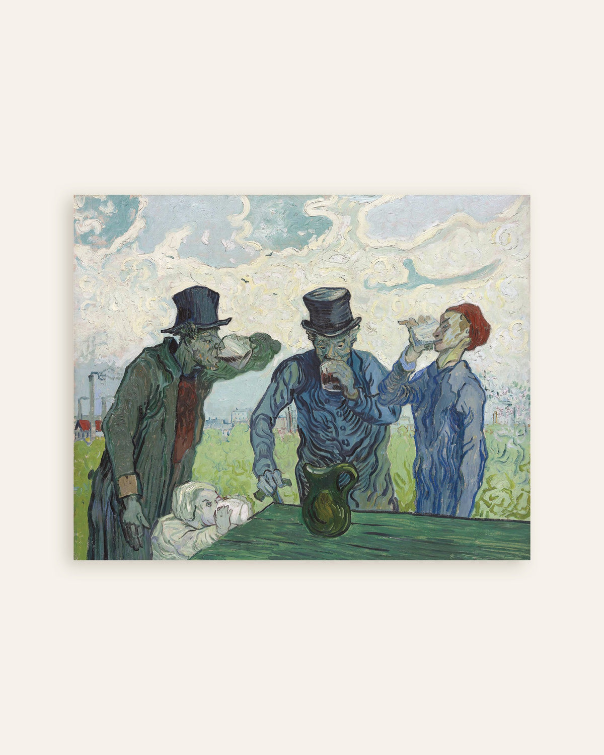 Poster med Drinkarna, efter Daumier (1890) av Vincent van Gogh, miniatyr