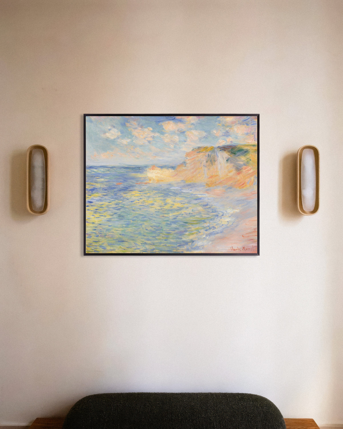 Poster Falaise d'Amont, Étretat (1885) av Claude Monet med metallram