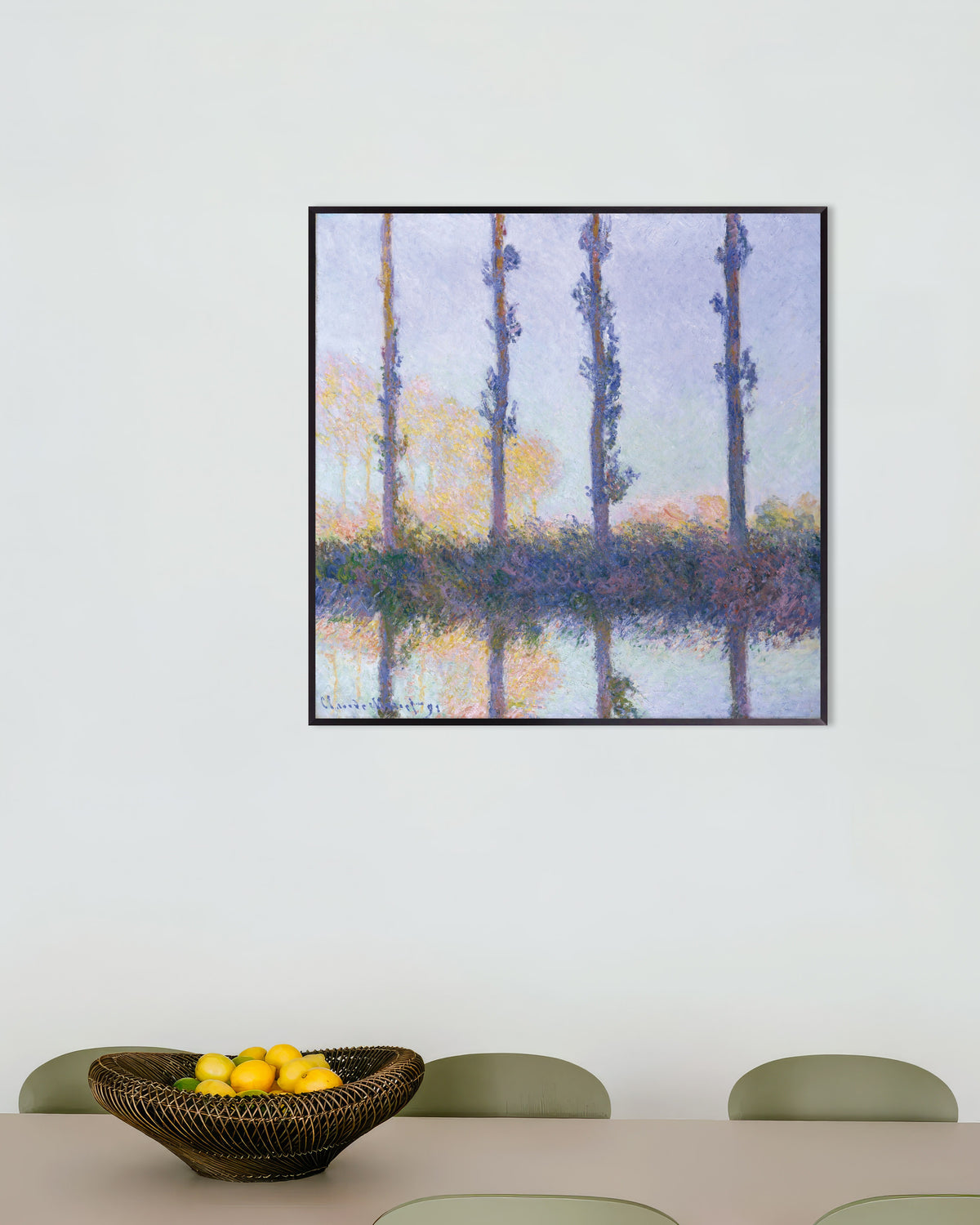 Poster De fyra träden (1891) av Claude Monet med metallram