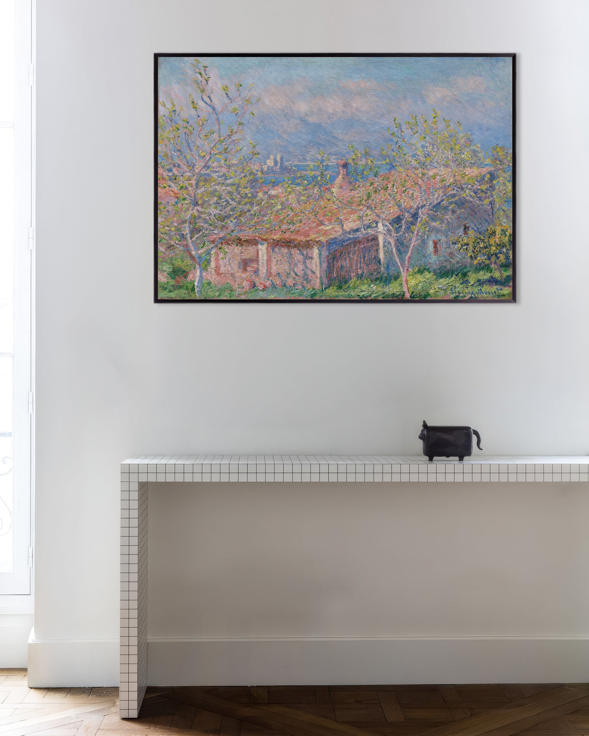 Poster Trädgårdsmästarens hus i Antibes (1888) av Claude Monet med metallram