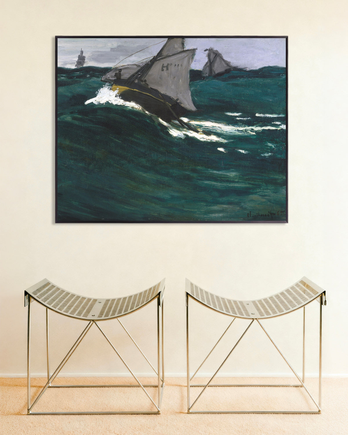 Poster Den gröna vågen (ca 1866–1867) av Claude Monet med metallram
