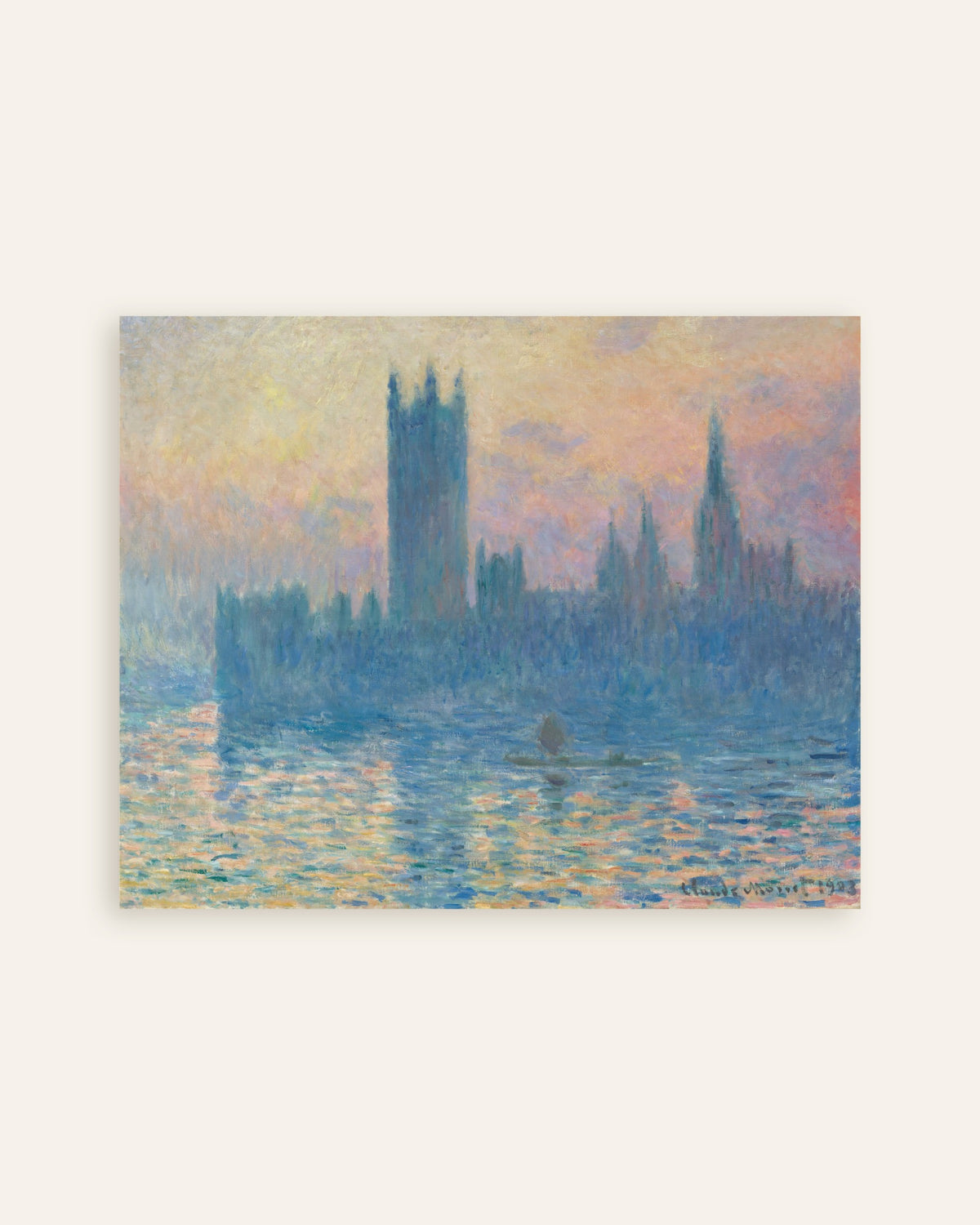 Poster Parlamentet i solnedgång (1903) av Claude Monet, miniatyr