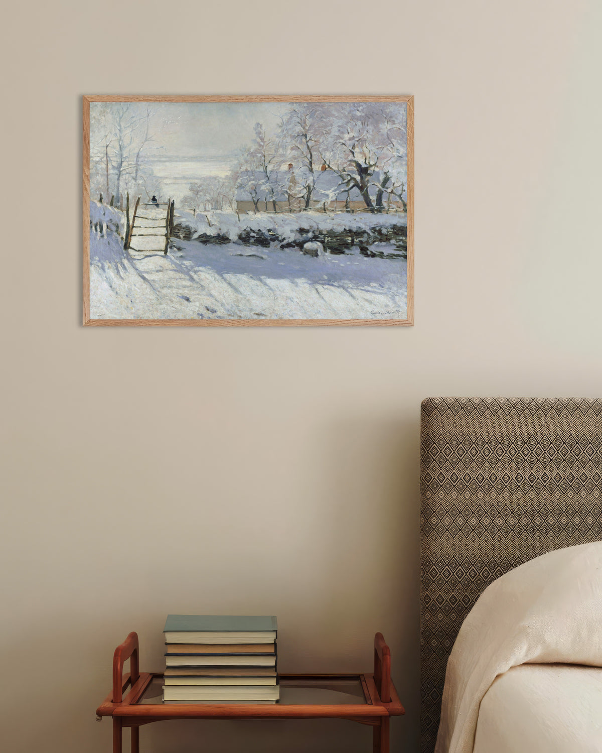 Poster Skatan (1868–1869) av Claude Monet med ram i naturträ