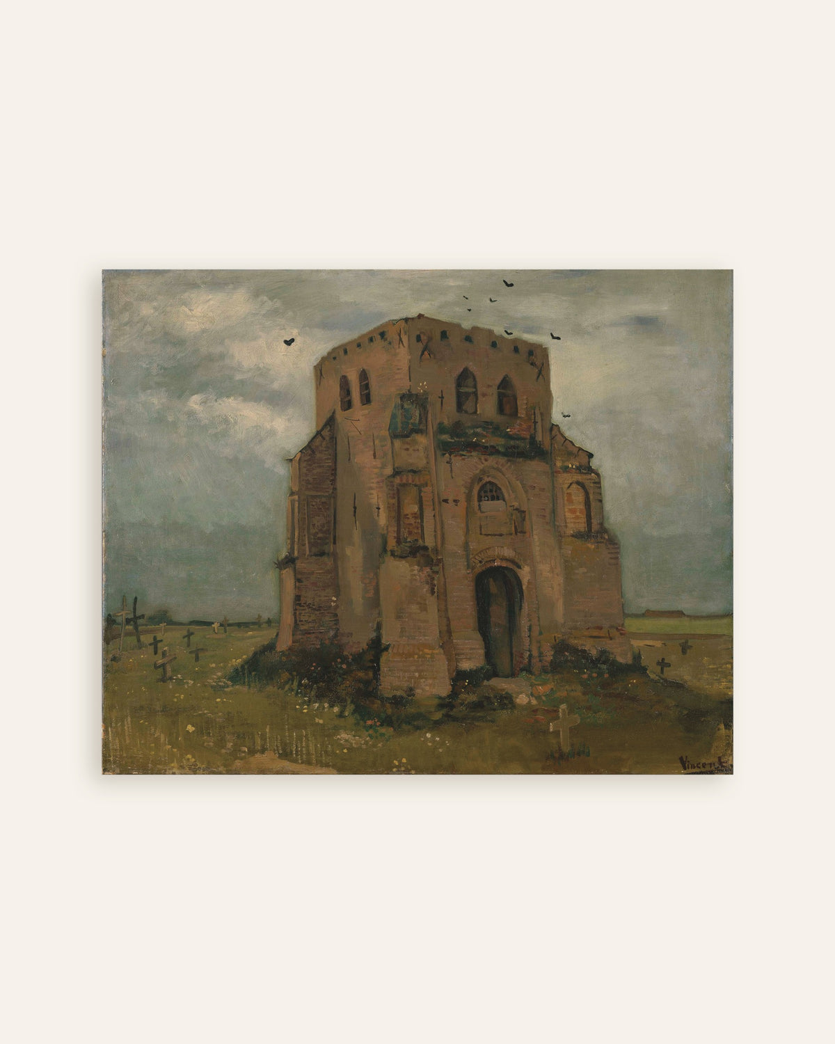 Poster med Det gamla kyrktornet i Nuenen (1885) av Vincent van Gogh, miniatyr