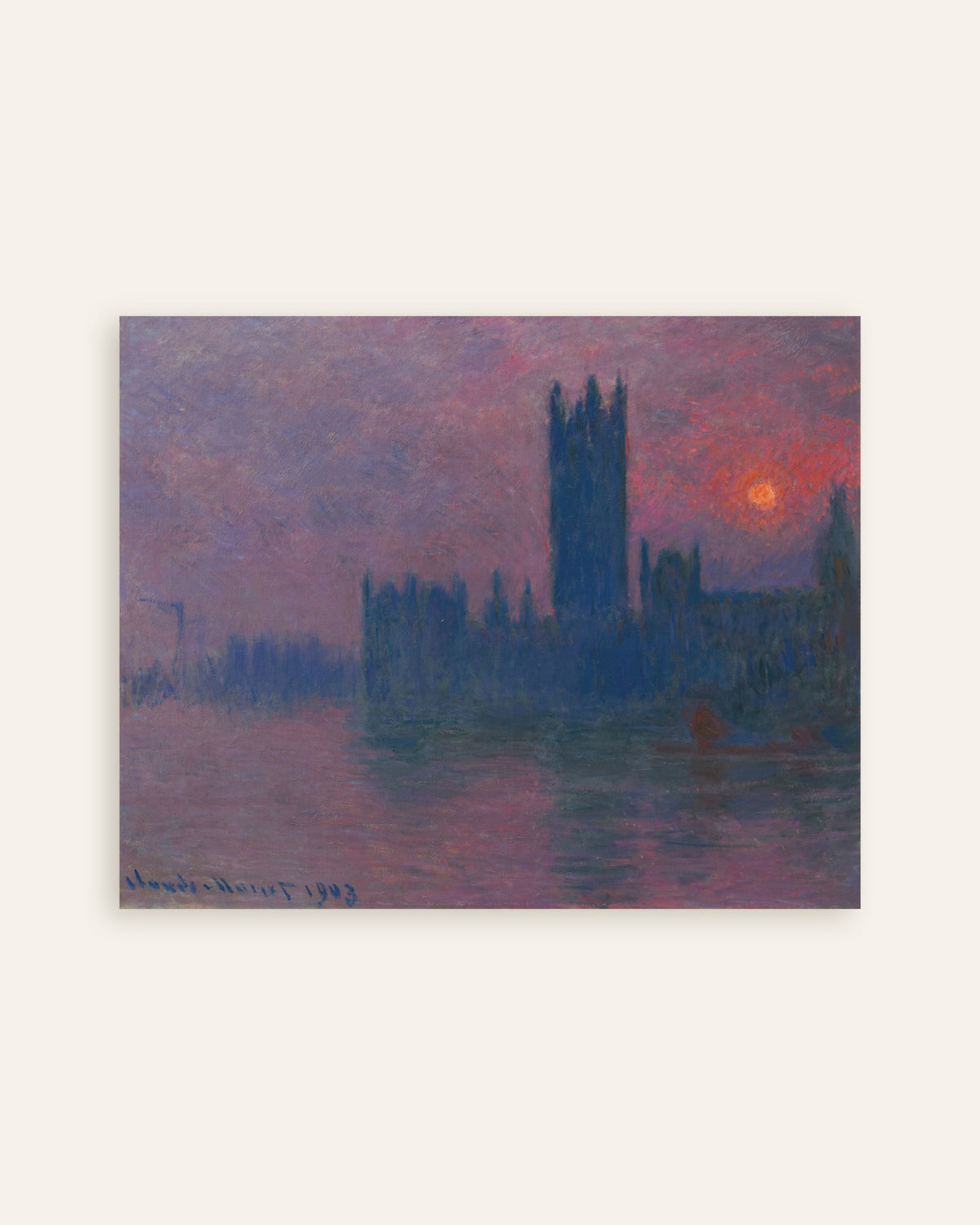 Poster Parlamentet, nedgående sol (1900–1903) av Claude Monet, miniatyr