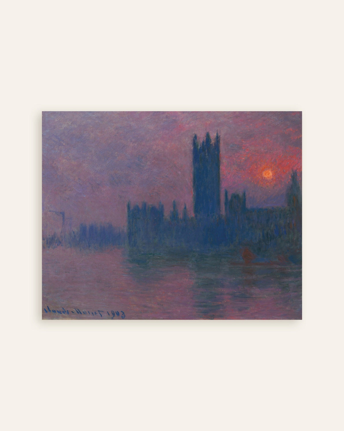 Poster Parlamentet, nedgående sol (1900–1903) av Claude Monet, miniatyr