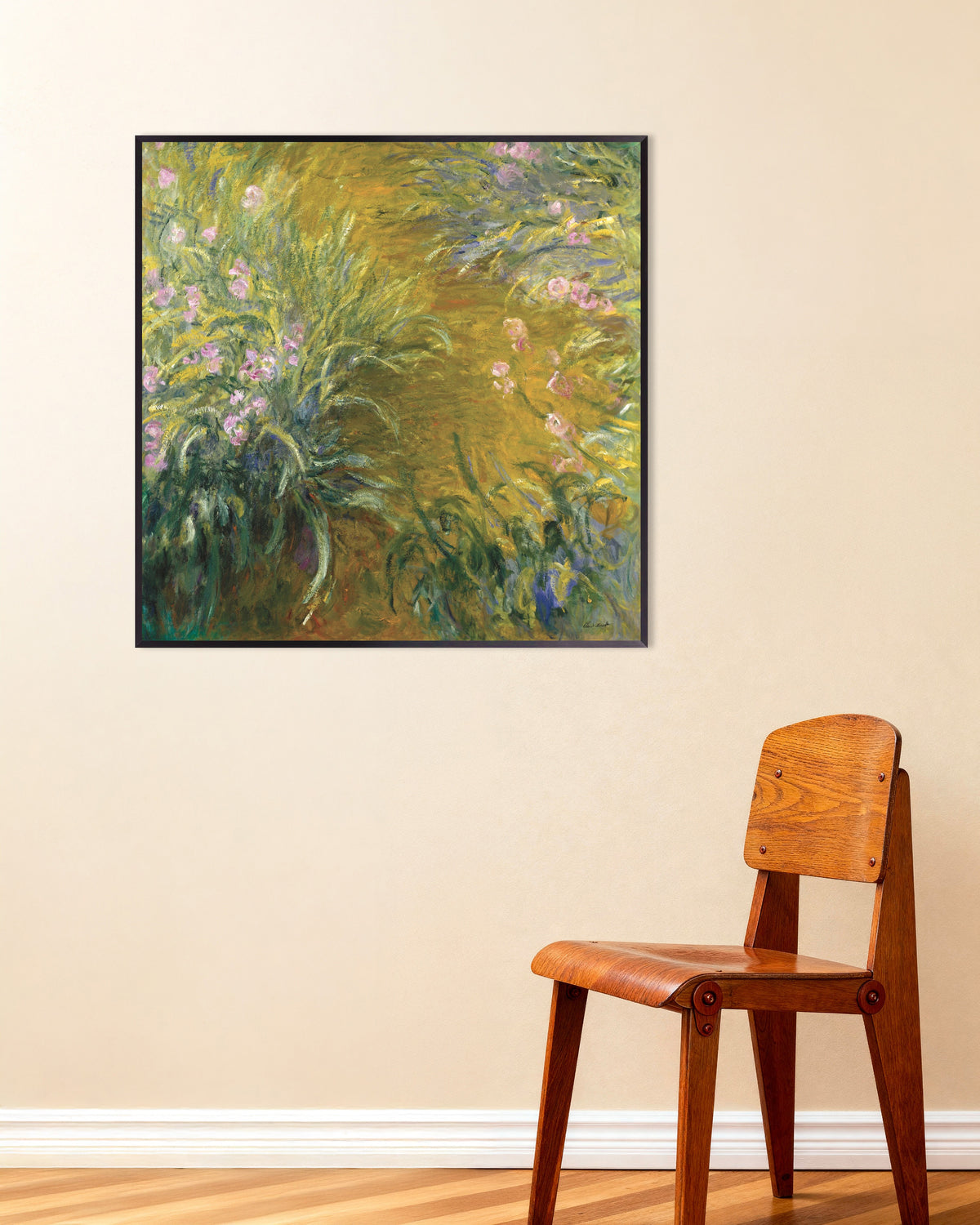Poster Stigen genom irisarna (1914–1917) av Claude Monet med metallram