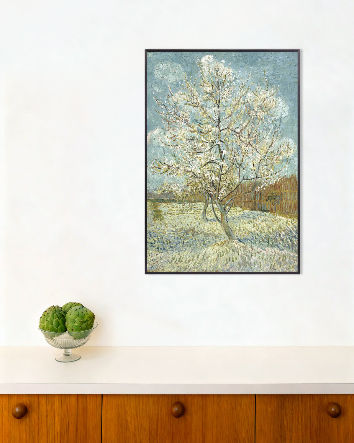 Poster av Det rosa persikoträdet (1888) av Vincent van Gogh, med metallram