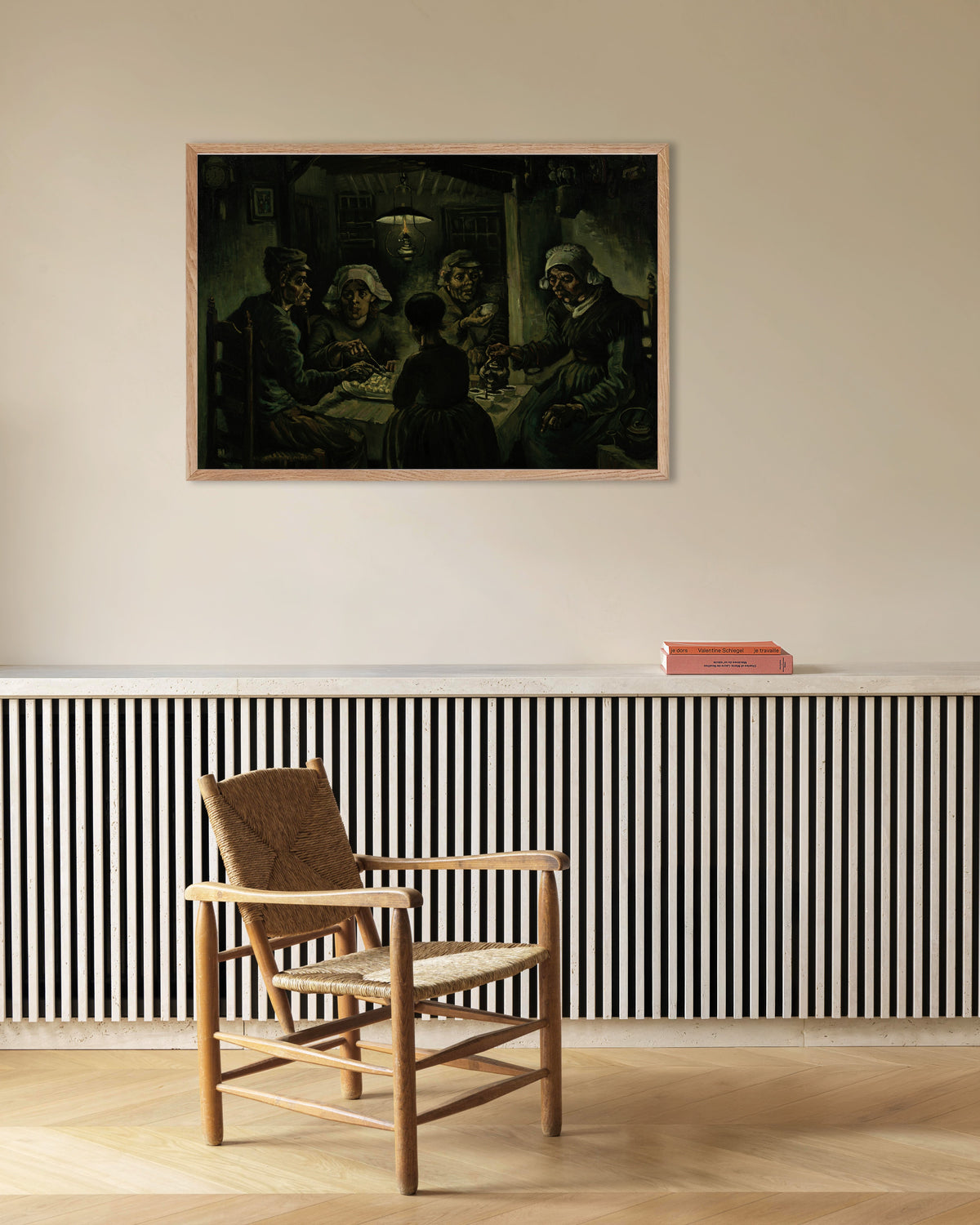 Poster med Potatisätarna (1885) av Vincent van Gogh, med ram i naturträ