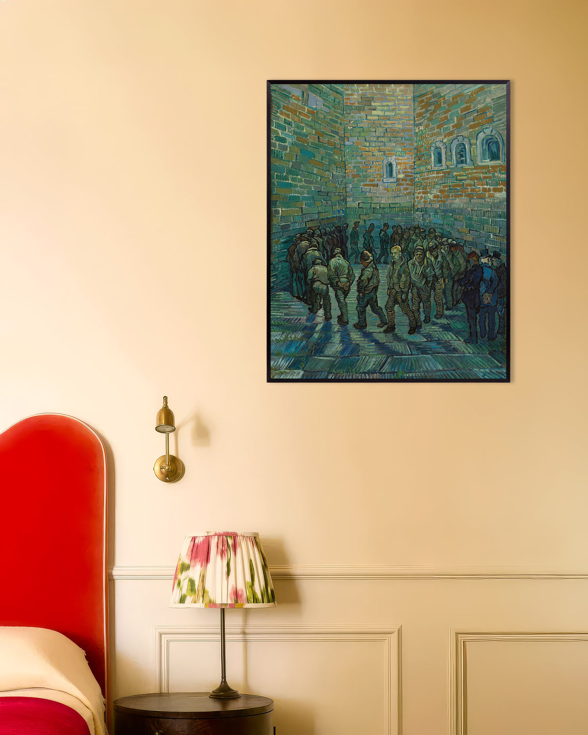 Poster med Fängelsegården, efter Doré (1890) av Vincent van Gogh, med metallram