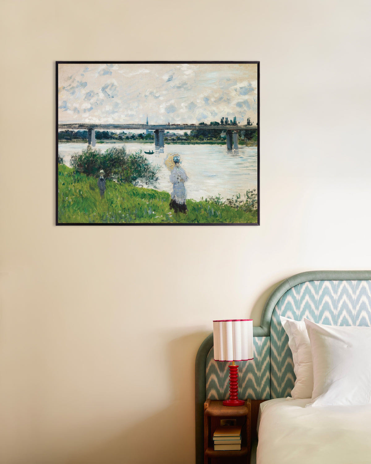Poster Promenad vid järnvägsbron, Argenteuil (1874) av Claude Monet med metallram