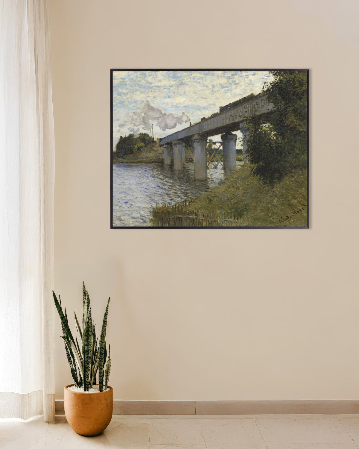Poster Järnvägsbron vid Argenteuil (1873–1874) av Claude Monet med metallram