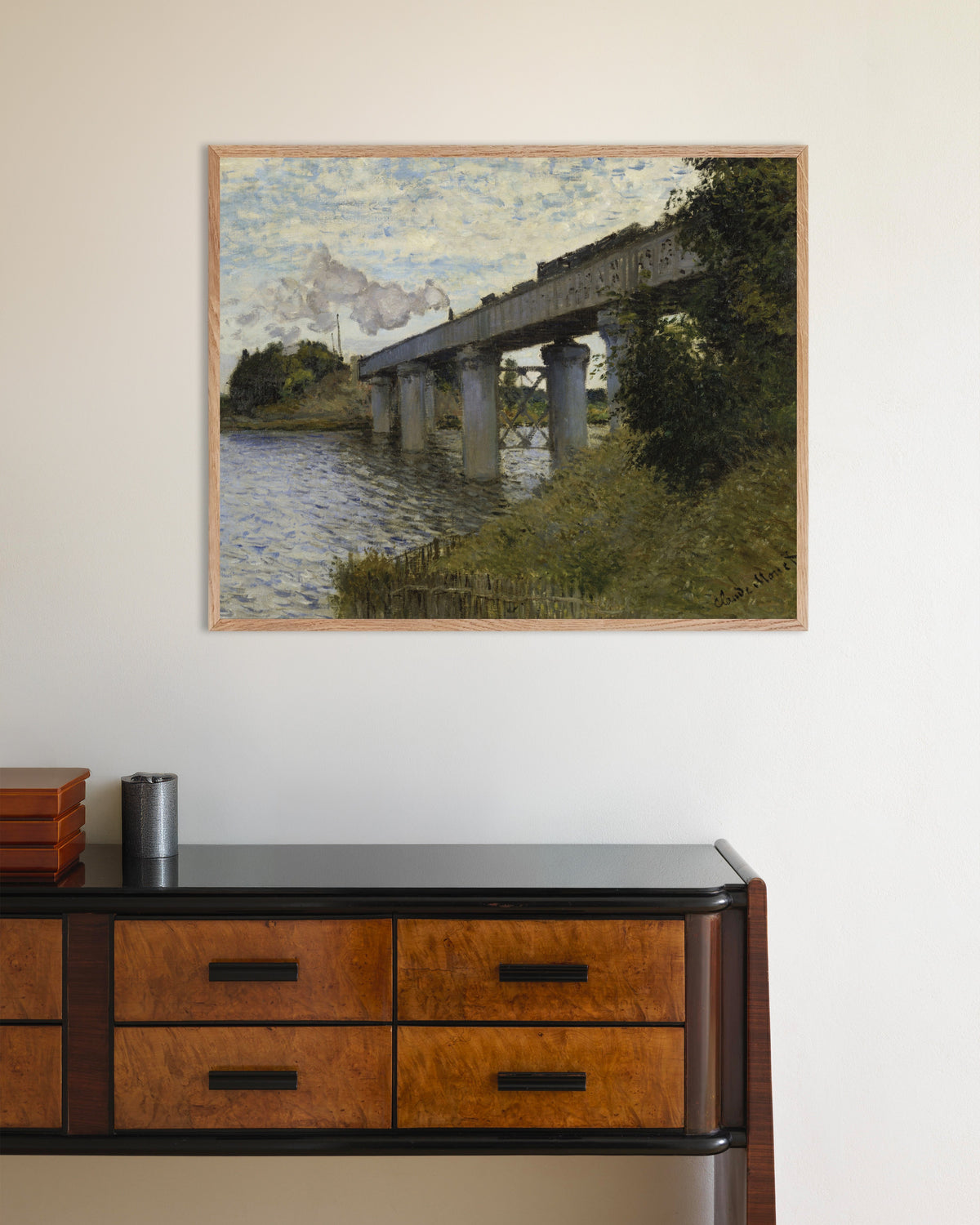 Poster Järnvägsbron vid Argenteuil (1873–1874) av Claude Monet med ram i naturträ