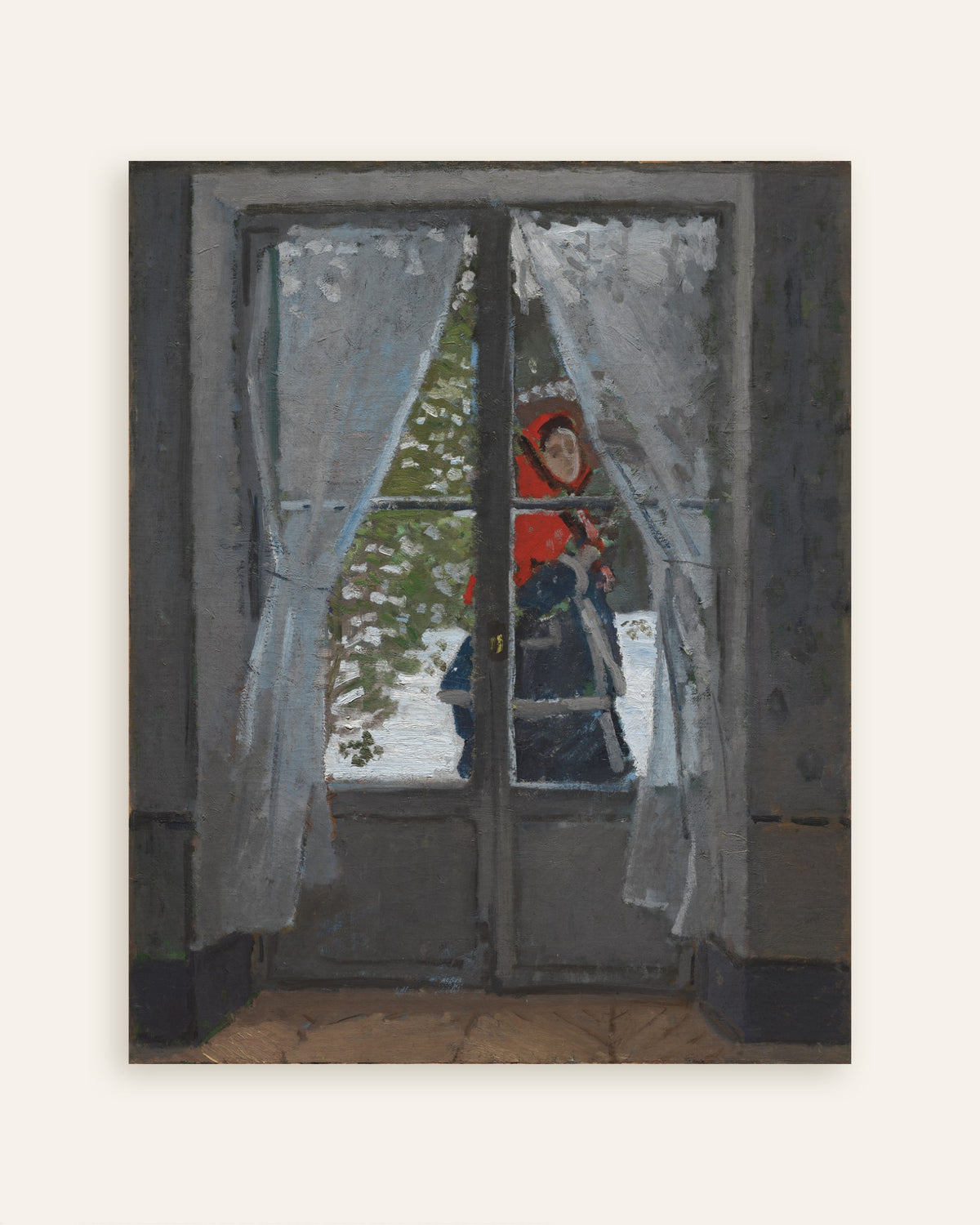 Poster Den röda sjalen (ca 1868–1873) av Claude Monet, miniatyr
