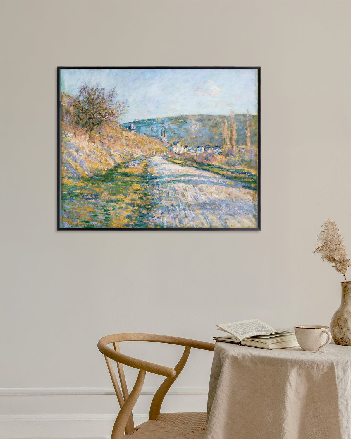 Poster Vägen till Vétheuil (1879) av Claude Monet med metallram
