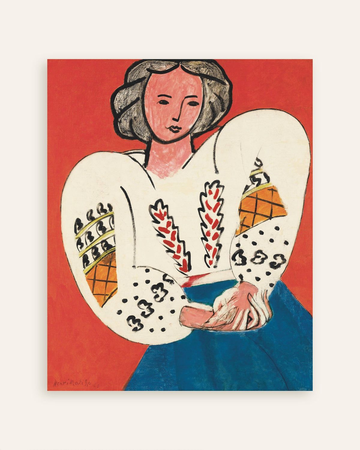 Poster med Den rumänska blusen (1940) av Henri Matisse, miniatyr
